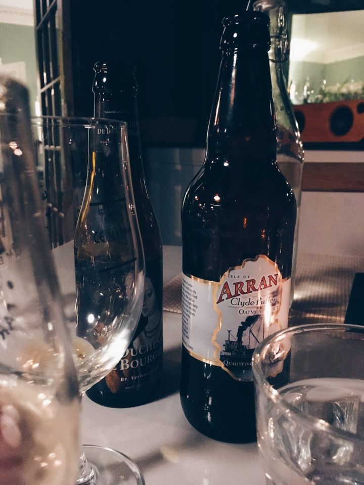 Enjoying Isle of Arran beers at Blackwaterfoot Lodge, Arran